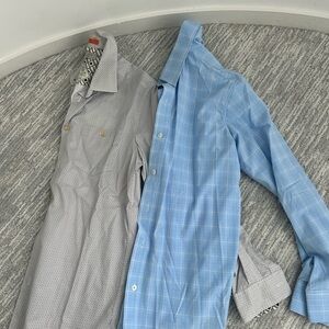 Ted Baker Blue and Gray Casual Button Down Shirts